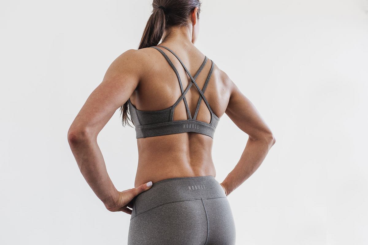 Nobull Heather Women's Sports Bras Light Grey | Australia (IA6514)